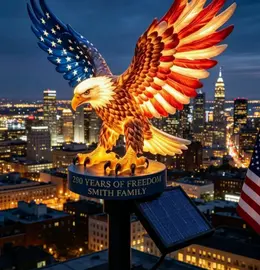 Solar American Flag Eagle Garden Resin Statue