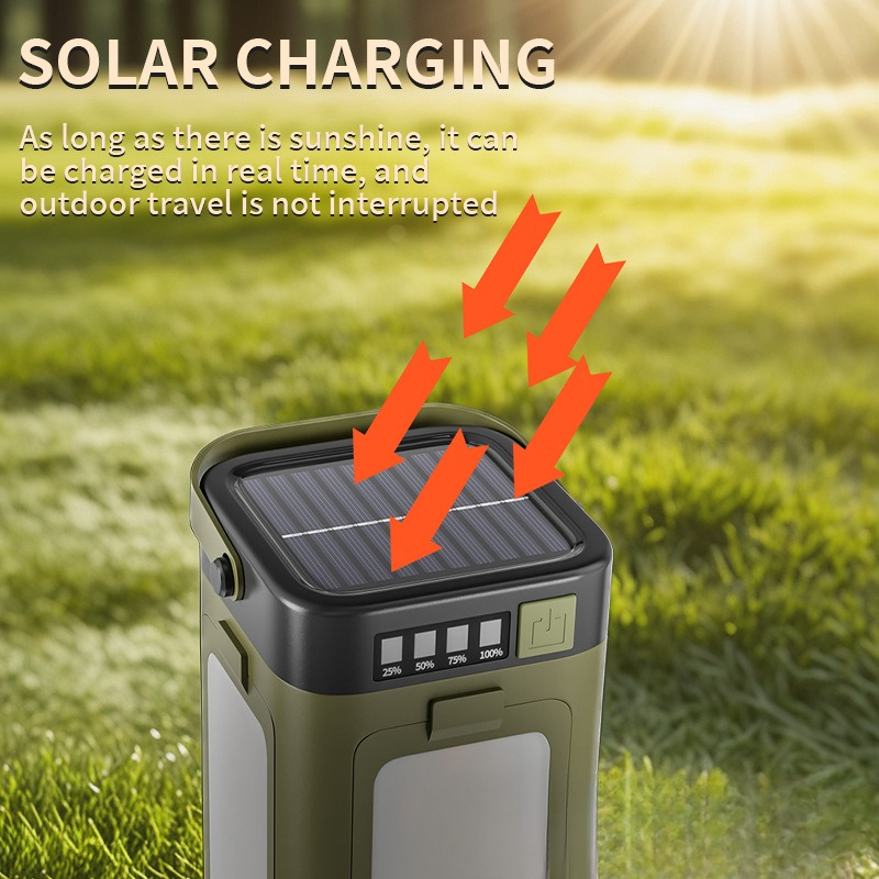Multifunctional Outdoor Camping Light, Power Output Supported, Multi-blade Foldable Solar Camping Ambient Light