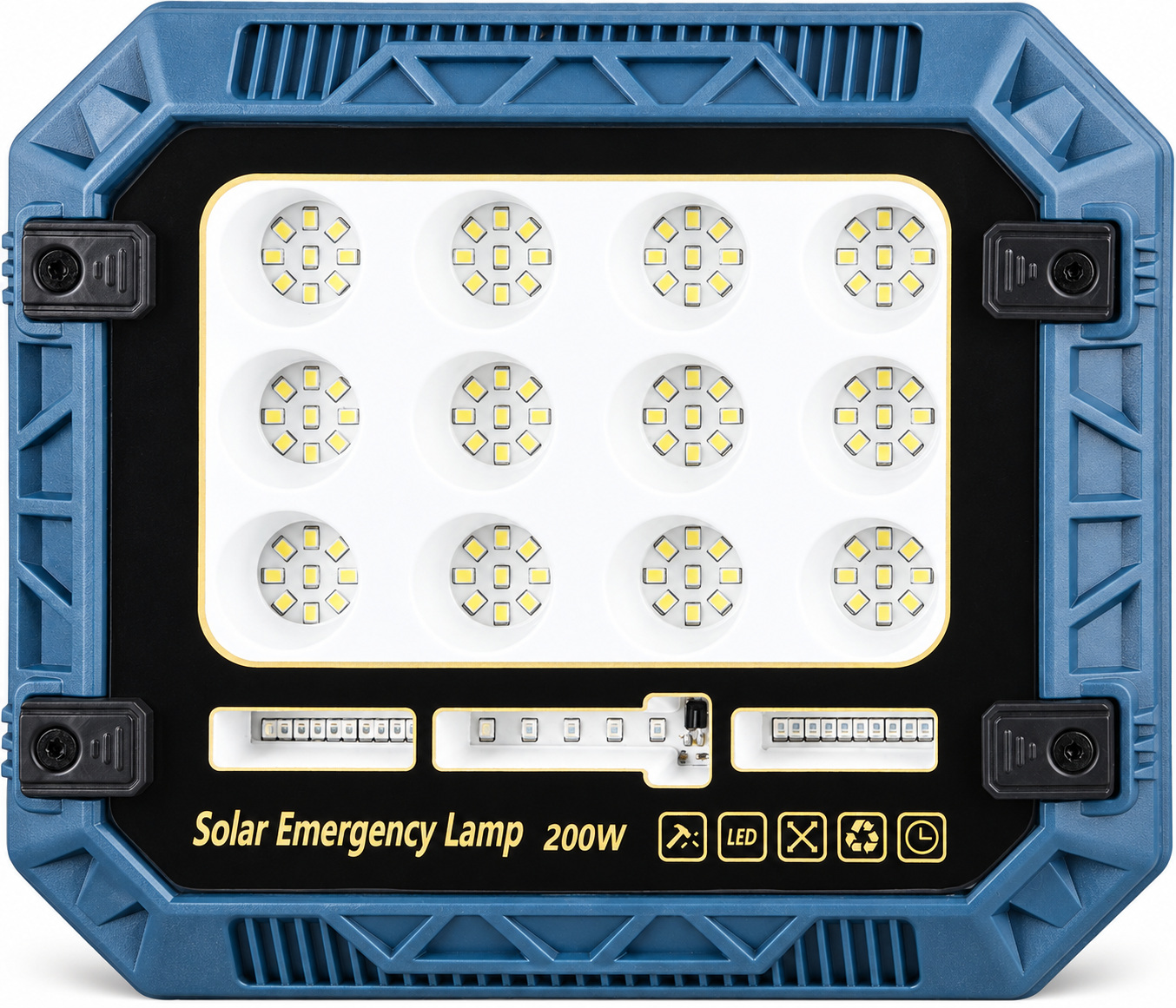 Main product image of W8112 Solar Rechargeable LED Flood Light, Red/Blue Warning, 18650