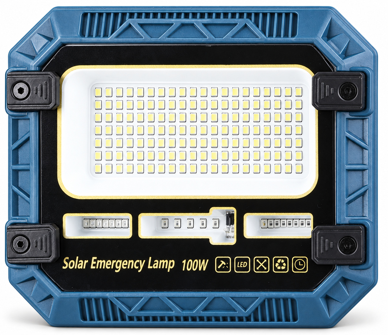 Main product image of W8114 Solar Rechargeable LED Flood Light, Red/Blue Warning, 18650
