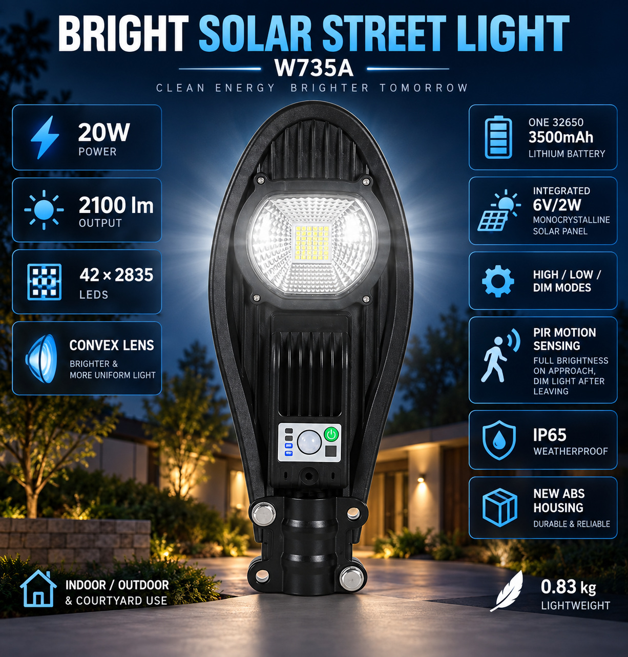 Main product image of W735A Solar LED Pathway and Landscape Light, Rechargeable