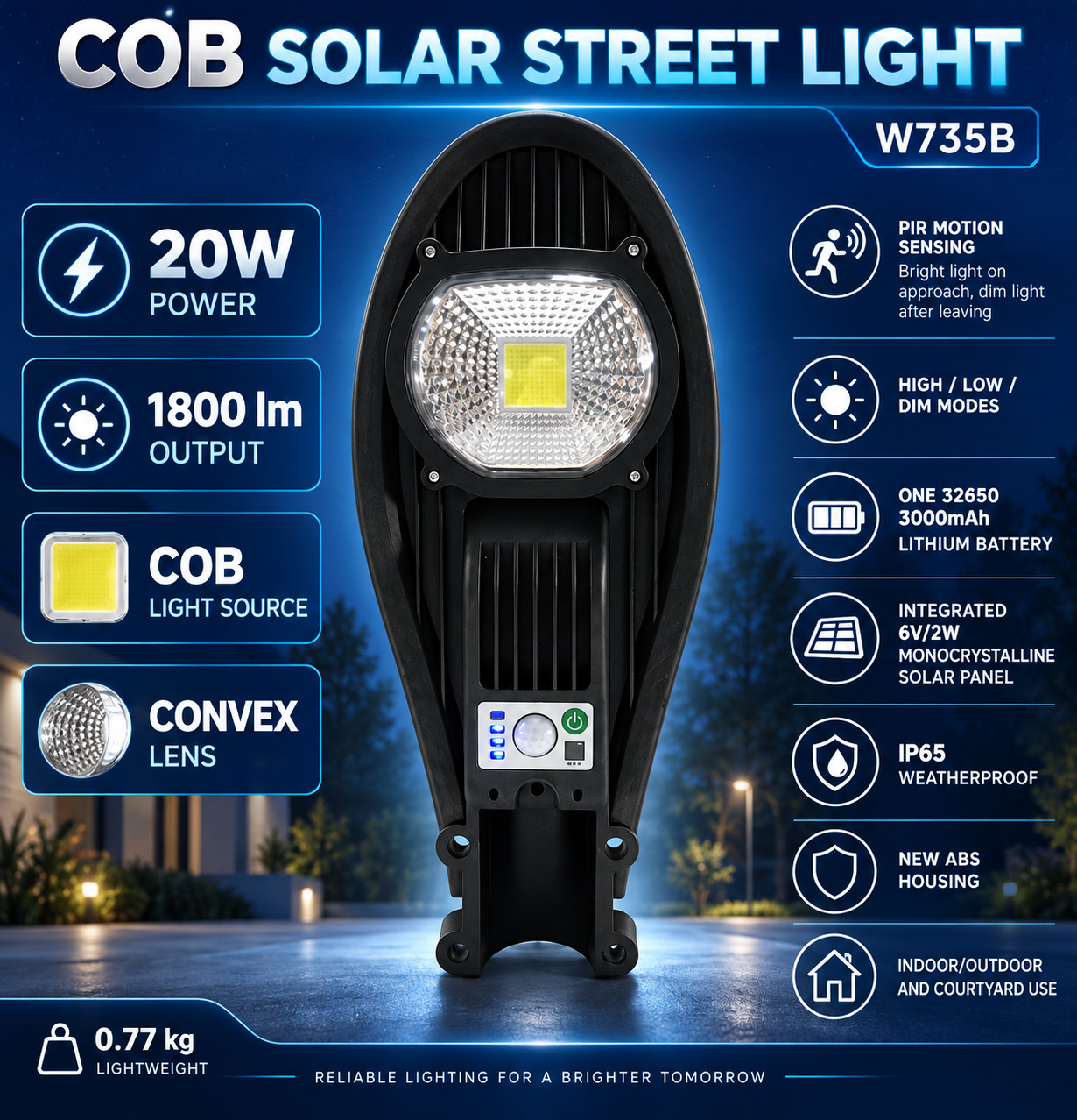 Main product image of W735B Solar LED Garden Light, Pathway and Landscape, Motion Activated