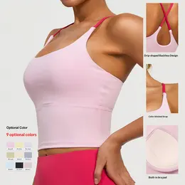 High-support Slim-fit Strap Sports Vest With Fixed Padding, Shockproof Fitness Bra For High-intensity Workouts
