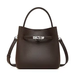 Autumn And Winter New Genuine Leather Vegetable Basket Bucket Bag For Women, Made Of Top-layer Cowhide, Versatile For Commuting, Can Be Worn On The Shoulder Or Carried By Hand