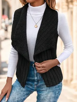 Waterfall Collar Open Front Vest Coat