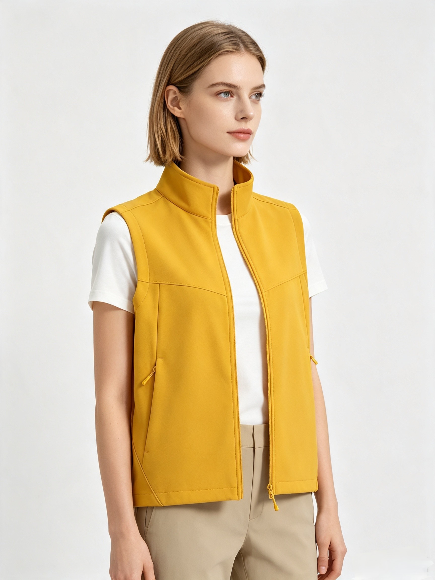 Main product image of Unisex Softshell Vest, Stand Collar, Zip-Up, Windproof, Water Resistant, Fleece Lined