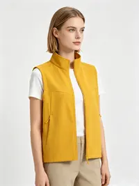 Product image of Unisex Softshell Vest, Stand Collar, Zip-Up, Windproof, Water Resistant, Fleece Lined