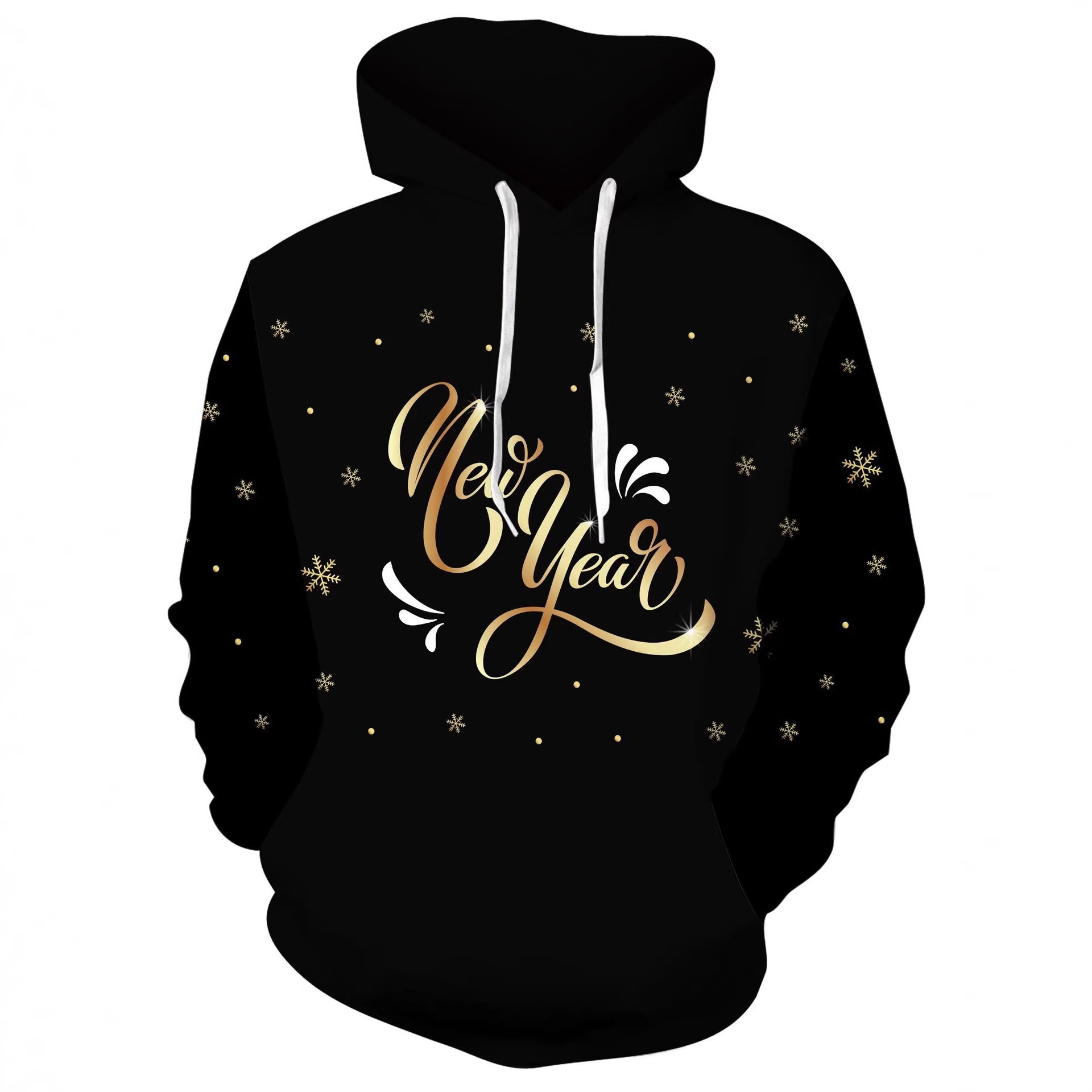 Main product image of Men's Casual Hooded Sweatshirt, 3D Digital Print, Happy New Year