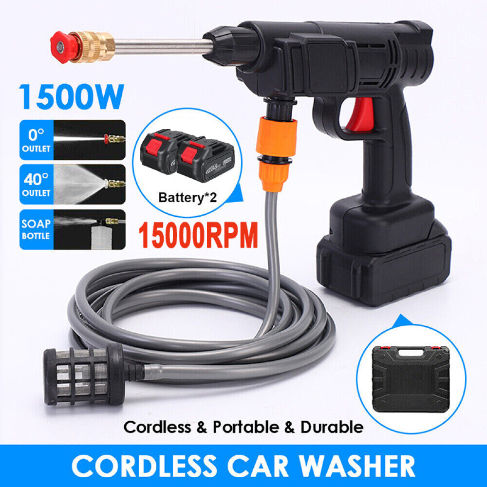 Main product image of 1500W 60Bar 15000mAh Cordless Car Washer Spray Gun, 2 Batteries