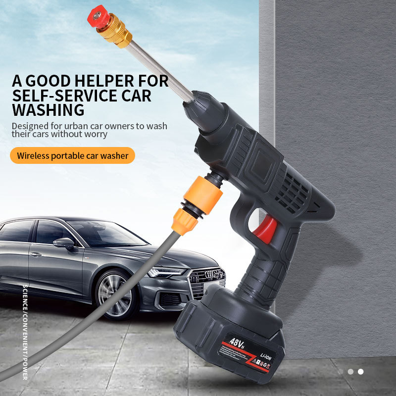Main product image of Cordless High Pressure Car Washing Gun Rechargeable Portable Power Washer Sprayer With Lithium Ion Battery Household Car Cleaning Tool