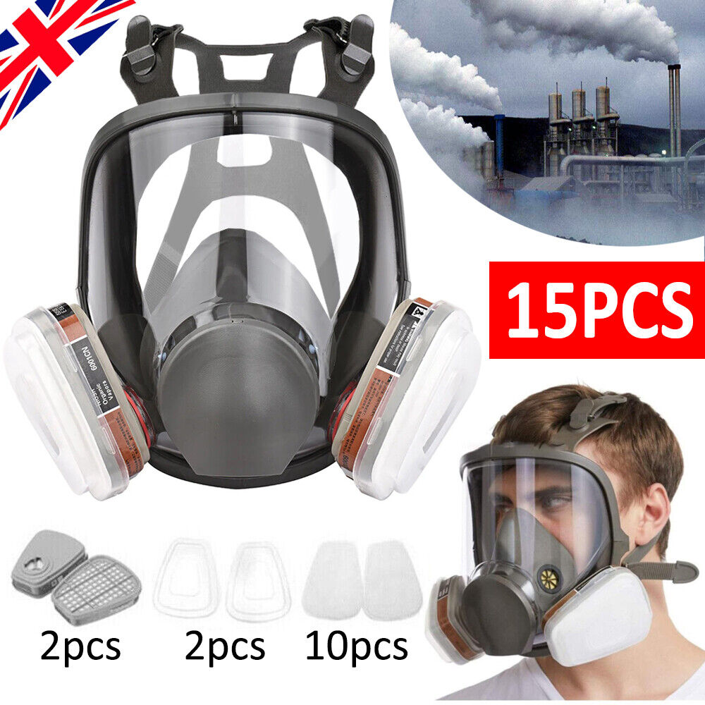 6800 Full Face 15 IN 1 Gas Mask Chemical Vapor Paint Spray Respirator 95 Filter