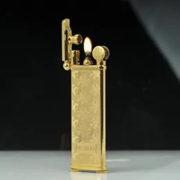 Ultra-thin Wall Lifting Slim Kerosene Lighter Pure Copper Personality Creative Grinder Retro Wholesale