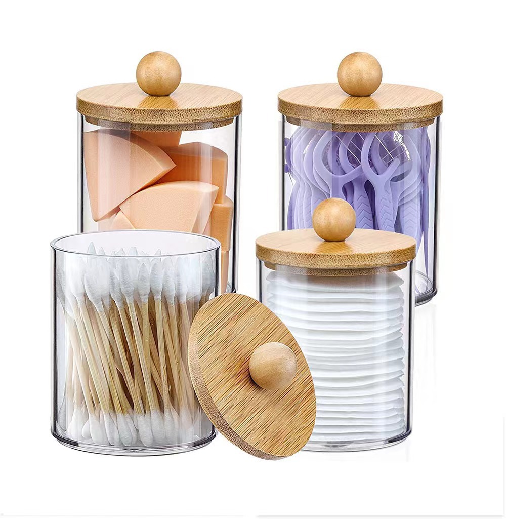 Cotton Swab Storage Box Acrylic Portable Round Container