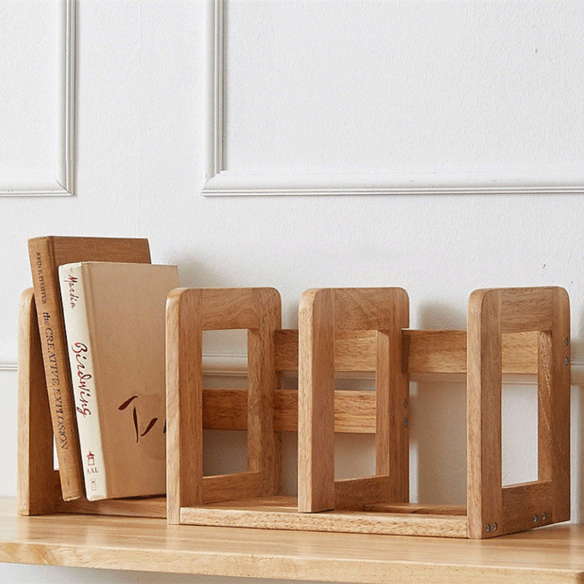 Solid Wood Stretchable Storage Book Stand