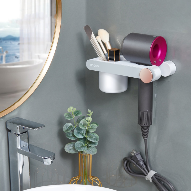Toilet Bathroom Electric Hair Dryer Punch Free Rack