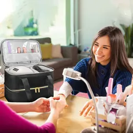 Handheld Double Deck Manicure Implement Storage Bag