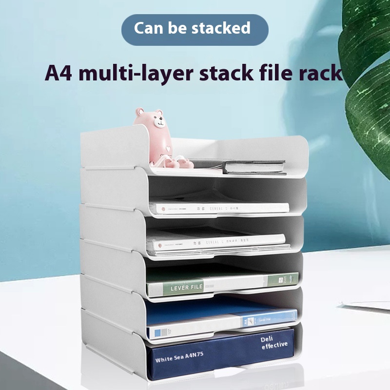Multi-layer Storage Box Office Desk Surface Panel A4 Folder Rack