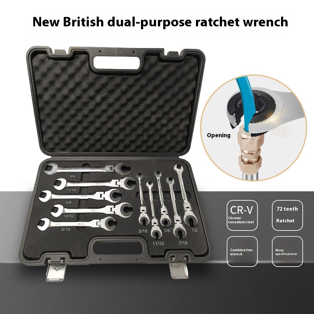 Inch Adjustable Open Tubing Ratchet Wrench Box Wrench