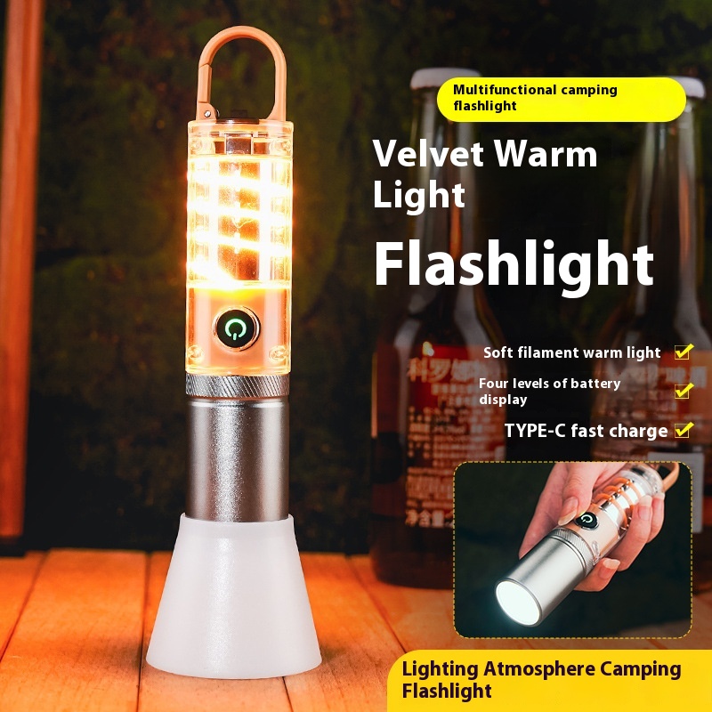 Flashlight Strong Light Multifunctional Dual Light Source With Hook