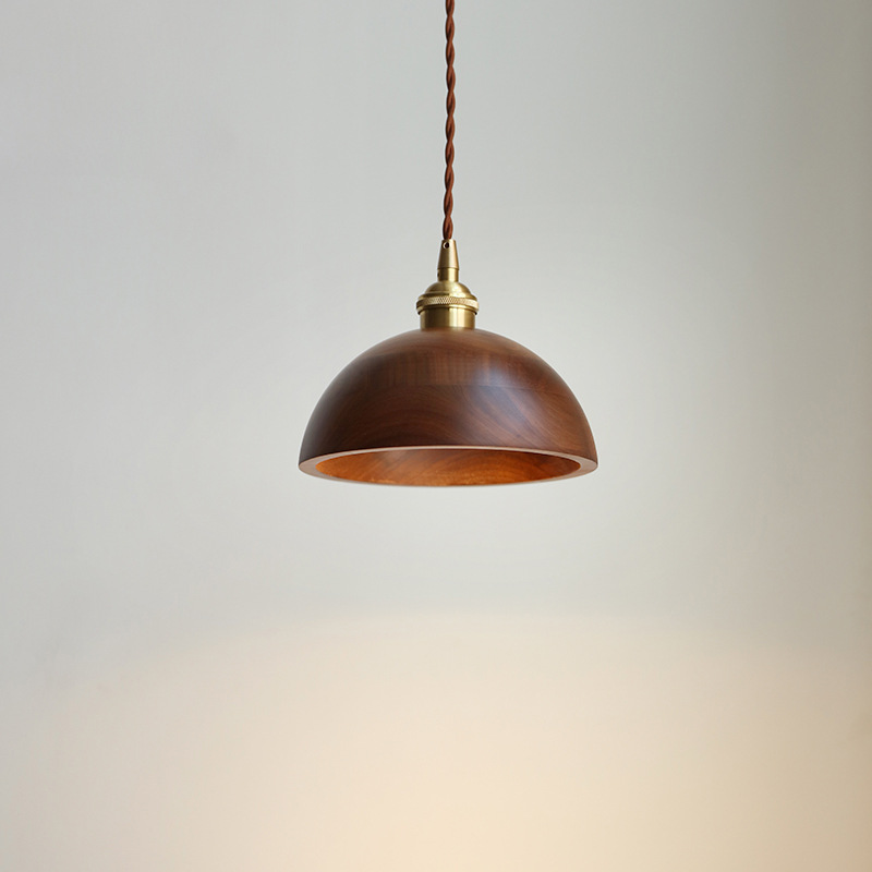 Black Walnut Single-head Droplight Leisure Window Model Room Bed Breakfast Chandelier