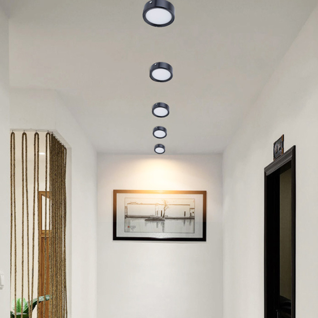 Non Perforated Ceiling Mounted Black Diffuse Hallway Ceiling Light