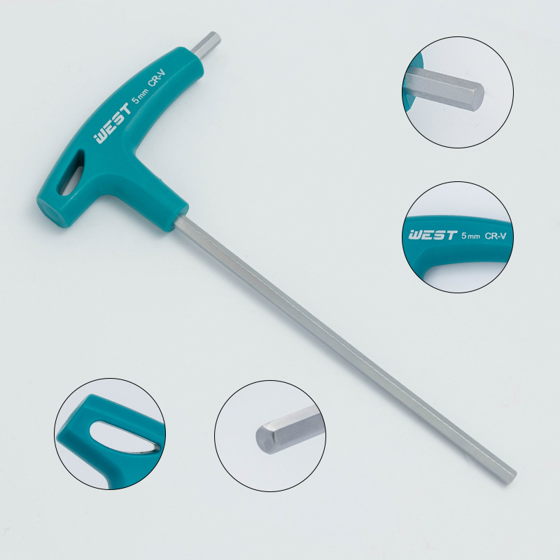 S2 Weihao T-type Allen Wrench L-type Double-headed Lengthened Rubber Handle Hexagon Socket Grip 7 Crutch Flat-headed Hexagonal Spoon