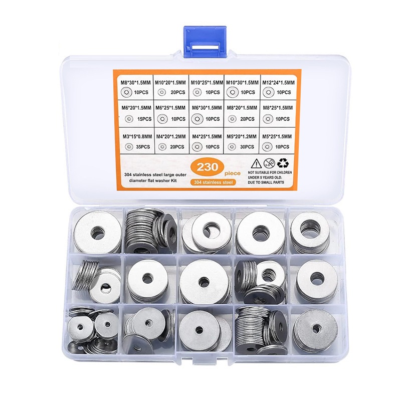 Screw Flat Pad M3-M12 Boxed 230pcs Stainless Steel Gasket