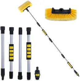 Portable Car Wash Brush Four-section Rod Removable Flow-through Brush