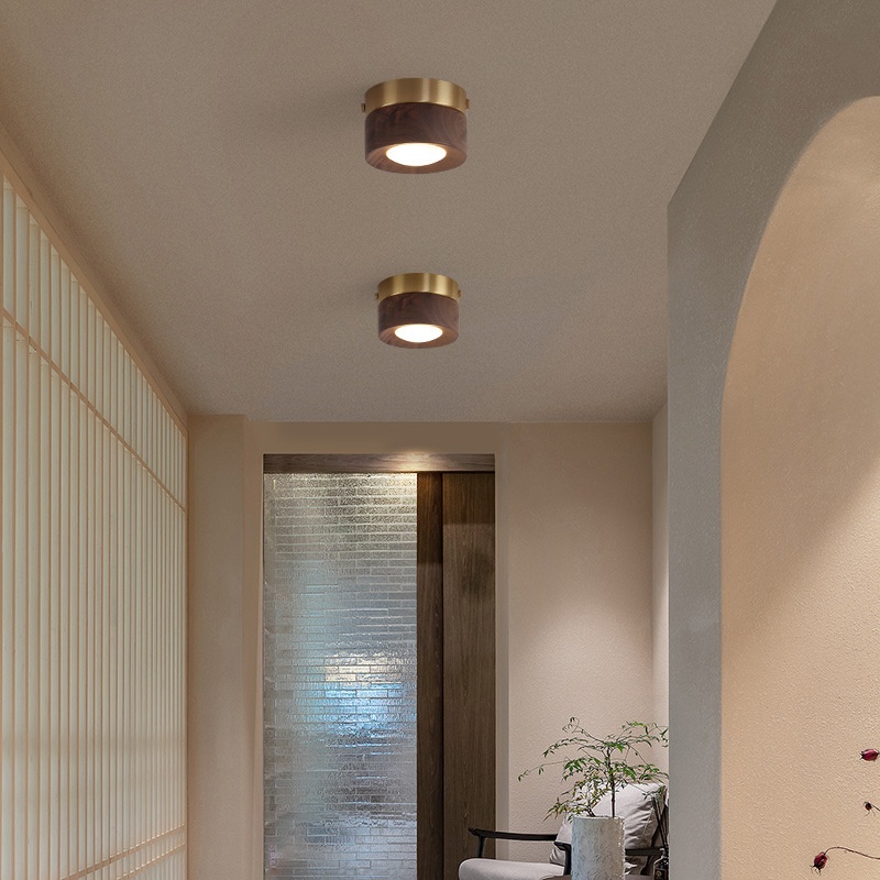 Chinese Style Light Luxury Walnut Retro Ceiling Spotlight