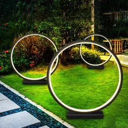 Courtyard Lawn Lamp Outdoor Waterproof Simple Round Ring Landscape Lamp