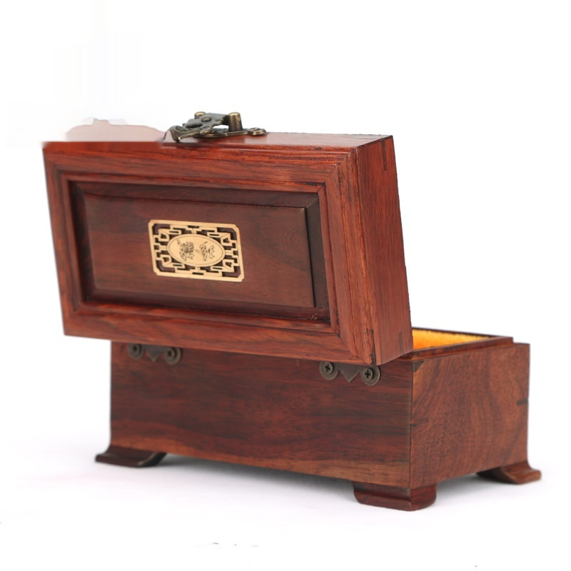Rosewood Box Walnuts Handle Play Storage Seal Ornament Rectangular Gift Box