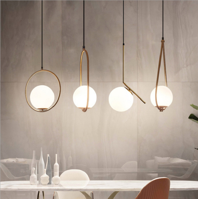Simple Ball Glass Small Droplight Bedroom Bedside Single Headlight