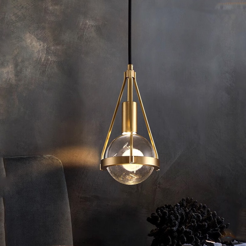 Copper Crystal Chandelier Bedroom Bed Head Light Luxury Modern Minimalist Restaurant Bar Counter