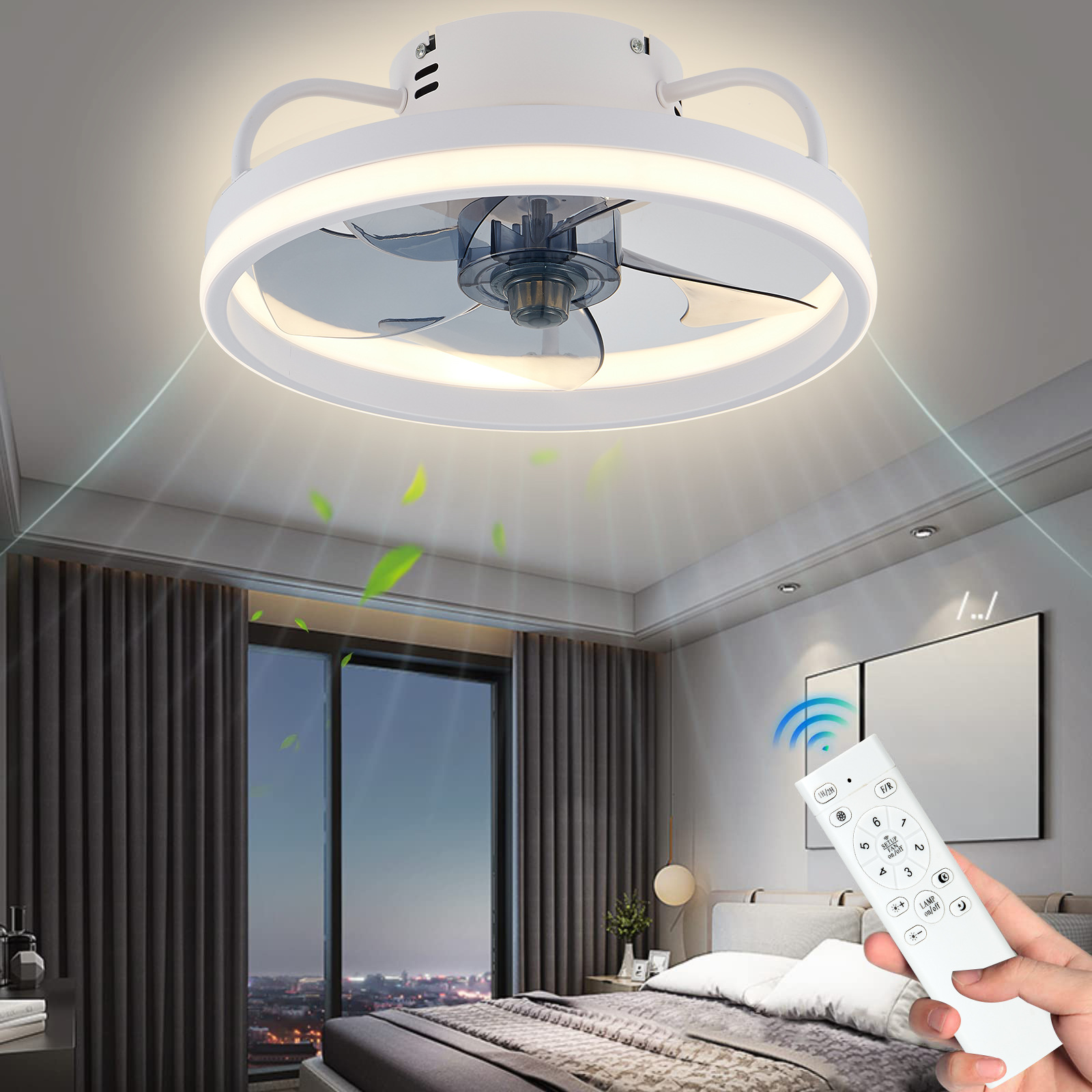 Simple Wrought Iron Fan Lamp Restaurant LED Electric Fan Lamp