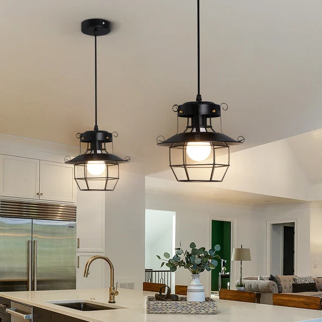 American Iron Droplight Restaurant Lantern-shaped Decorative Lamp