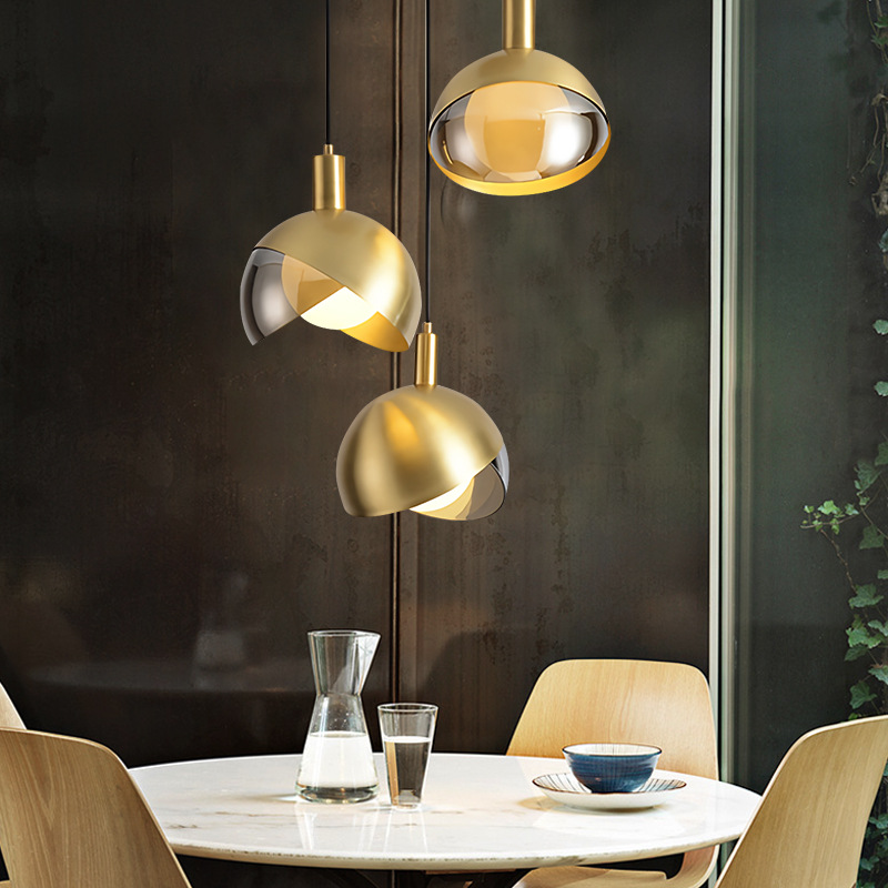 Simple Dining-room Lamp Golden Stitching Bedside Small Droplight