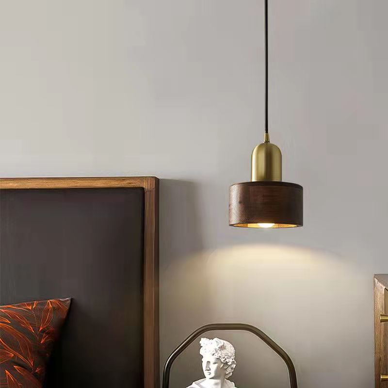 Vintage Brass Walnut Solid Wood Copper Lamps