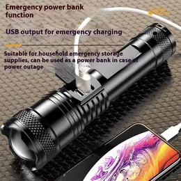 Power Torch Portable Rechargeable Super Bright Outdoor Telescopic Zoom Searchlight Long-range Spotlight Household LED Light