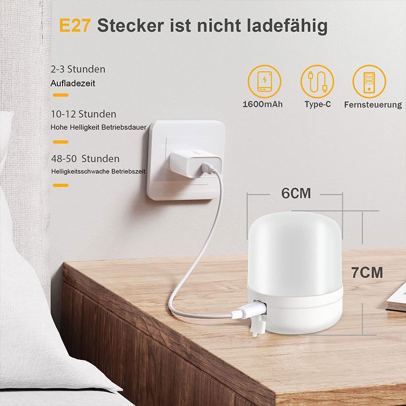 Rechargeable Bulb Three-color Temperature E27 Detachable Magnetic Bulb