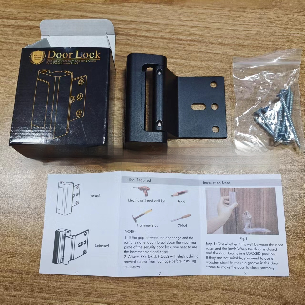 Child Safety Door Reinforced Lock With 3-inch Anti-theft Aluminum Alloy Hinge Latch