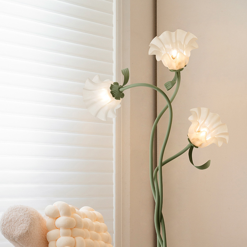 Cream Style Floor Lamp Living Room French Pastoral Bedroom Atmosphere Flower Lamp