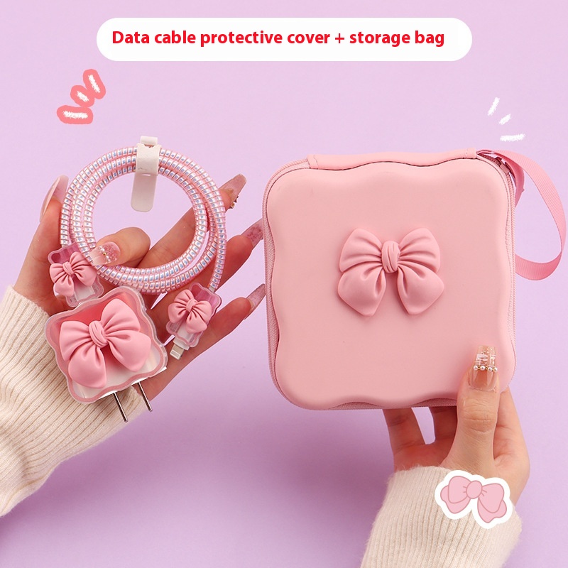 Portable And Simple Household Data Cable Storage Bag