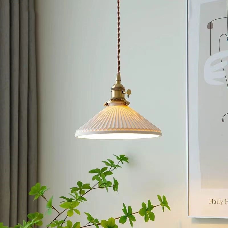Brass Ceramic Small Droplight Bedroom Bedside Lamp