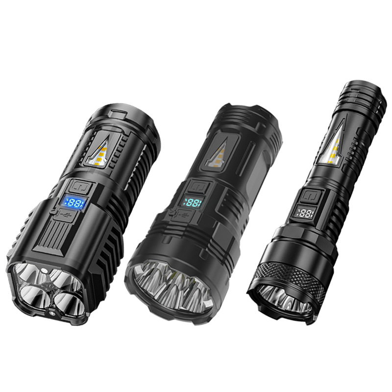 Outdoor Strong Light Super Bright Long-range Multi-gear Dimming Long-lasting Endurance Type-C Rechargeable Flashlight