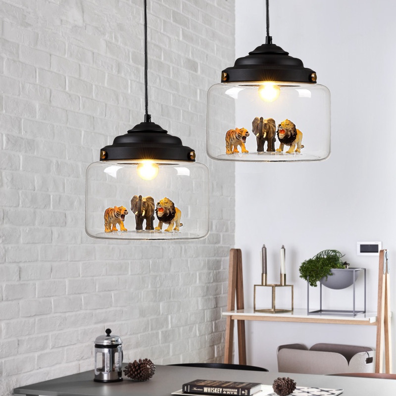 Glass Chandelier Coffee Shop Clothing Store Personalized Creative Animal Children Cartoon Art Chandelier