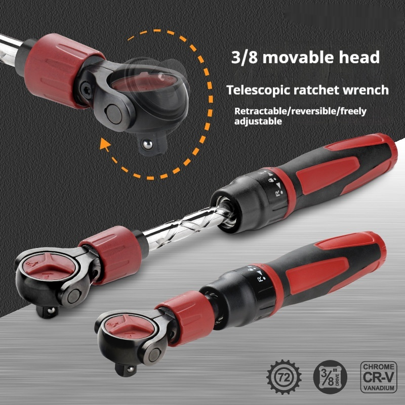 Multifunctional Retractable Movable Head Ratchet Socket Wrench