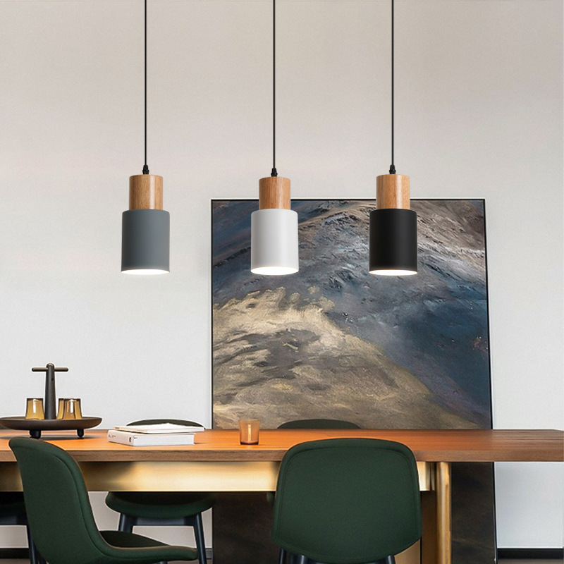 Simple Straight Creative Macaron Wood Chandelier