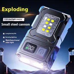Keychain Light Type-C Charging Outdoor Highlight Lock And Load Spray Dual Light Source Strong Light Mini Flashlight