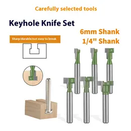 6-piece Set Green Double Blade T-slot Knife Carpentry Milling Cutter