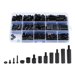 Black M3 Plastic Nylon Screw Nut Hex Isolation Column Gasket Suit